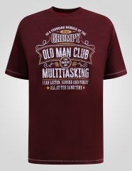 D555 Baldwin Grumpy Old Man Club Print Crew Neck T-shirt Burgundy/ Black Twist