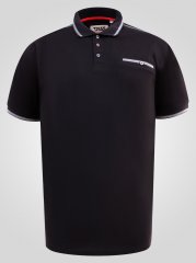 D555 Potts Jersey Polo With Jacquard Collar & Cuffs Negru