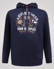 D555 Hector Adventurer Printed Zip Through Hoody Albastru marin