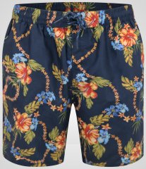 D555 Dawson AO Pantaloni Scurți de Baie cu Model Hawaiian Bleumarin