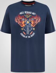 D555 Hockney Tricou cu Imprimeu Motocicletă Bleumarin