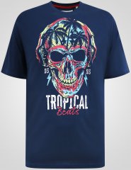 D555 Linton Tricou cu Imprimeu Multicolor de Craniu Bleumarin