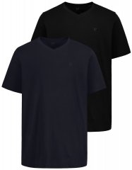 JP1880 711318 Tricou cu decolteu în V set de 2 Neagră/Bleumarin