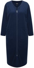 Ulla Popken 749967 Halat din prosop cu fermoar Bleumarin