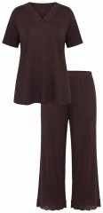 Ulla Popken 806944 Pijama cu mânecă scurtă Maro