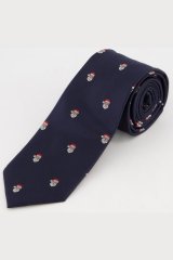 JP1880 811267 Cravată din mătase cu model de Crăciun Bleumarin