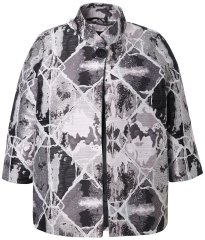 Ulla Popken 816673 Sacou oversize din jacquard cu mânecă 3/4 Neagră