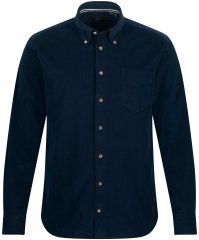 JP1880 Modern Fit Buttoned Collar Cotton Shirt Navy Blue