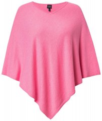Ulla Popken 820512 Poncho tricotat din amestec de lână cu decolteu în V Roz deschis
