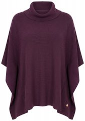 Ulla Popken 820620 Pulover poncho cu guler pe gât Prună