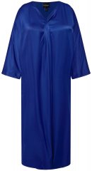Ulla Popken 821110 Rochie din satin cu mânecă scurtă și decolteu în V Bleumarin