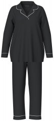 Ulla Popken 823030 Pijama cu guler de cămașă Neagră