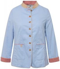 Ulla Popken 823538 Sacou din amestec de in cu guler înalt Albastru deschis