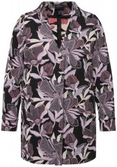 Ulla Popken 823967 Sacou din jacquard cu flori și mânecă 3/4 Neagră