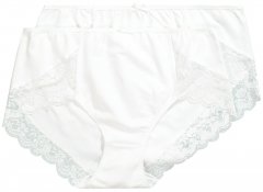 Ulla Popken 824106 Boxeri cu dantelă set de 2 Alb