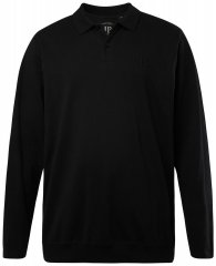 JP1880 827115 Tricou polo cu mânecă lungă și croi pentru burtă Neagră