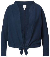 Ulla Popken 827116 Bolero cu guler înalt din amestec de in Bleumarin