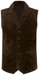 JP1880 827437 Vestă din piele întoarsă cu revere Maro închis