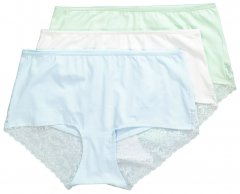 Ulla Popken 827465 Chiloți hipster cu dantelă set de 3 Albastru