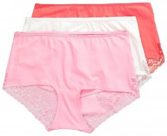 Ulla Popken 827465 Chiloți hipster cu dantelă set de 3 Roz
