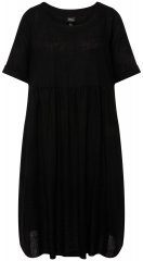 Ulla Popken 829837 Rochie din amestec de in cu mânecă scurtă Neagră