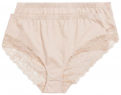 Ulla Popken 830094 Chiloți cu dantelă set de 2 Bej