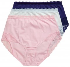 Ulla Popken 831866 Chiloți cu talie înaltă și dantelă set de 3 Albastru regal