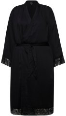 Ulla Popken 834837 Halat kimono cu dantelă Neagră