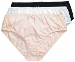 Ulla Popken 837353 Chiloți cu dantelă set de 3 Bej