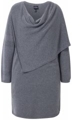 Ulla Popken 841941 Rochie tricotată cu mânecă lungă Gri melanj