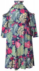 Ulla Popken 842471 Rochie midi imprimată Bleumarin