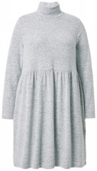 Ulla Popken 844233 Rochie tricotată cu mânecă lungă și guler înalt Gri melanj