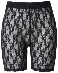 Ulla Popken 845290 Pantaloni scurți anti-frecare cu flori cu dantelă Neagră