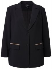 Ulla Popken 845336 Sacou elastic oversize cu doi nasturi Neagră