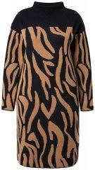 Ulla Popken 845378 Rochie tricotată cu imprimeu animal Bej