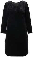 Ulla Popken 845573 Rochie din catifea cu mânecă lungă Neagră