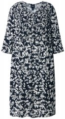 Ulla Popken 845825 Rochie midi cu flori și mânecă 3/4 Neagră