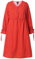 Ulla Popken 845863 Rochie midi în dungi cu cordon de legat Coral