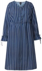Ulla Popken 845863 Rochie în dungi cu decolteu în V Bleumarin