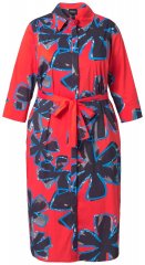 Ulla Popken 846164 Rochie tip cămașă cu flori Roșu