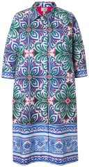 Ulla Popken 846952 Rochie tip cămașă cu flori Alb