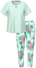 Ulla Popken 846971 Pijama cu model Verde deschis