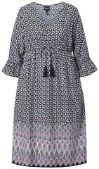 Ulla Popken 847798 Rochie midi în formă de A cu decolteu în V Neagră