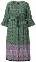 Ulla Popken 847798 Rochie midi în formă de A cu decolteu în V Verde închis