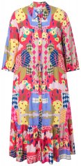 Ulla Popken 848015 Rochie midi imprimată cu șnur Roz