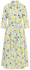 Ulla Popken 848081 Rochie tip cămașă în dungi Alb