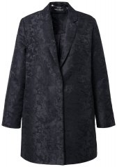 Ulla Popken 848099 Sacou din jacquard cu flori și închidere ascunsă Neagră
