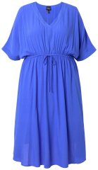 Ulla Popken 848224 Rochie maxi cu mânecă scurtă și decolteu în V Albastru