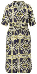 Ulla Popken 848789 Rochie midi imprimată cu buzunare Bleumarin