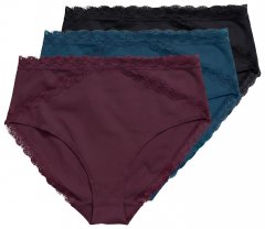 Ulla Popken 848803 Chiloți cu dantelă set de 3 Roșu vin